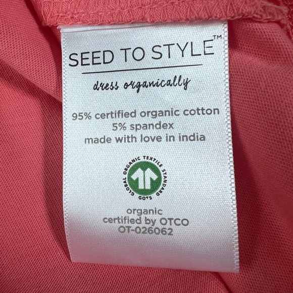 NWOT Seed to Style Organic Cotton Women Long Sleeve Top Thumb Holes Sz XL Coral. - Picture 4 of 7